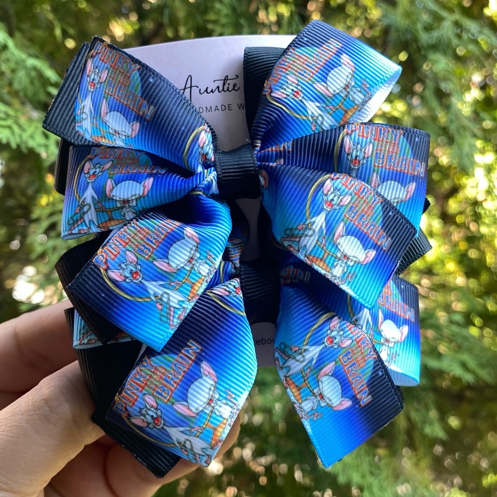 Pinky and The Brain Inspired Hair Bow Pair, Piggy Set